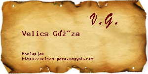 Velics Géza névjegykártya
